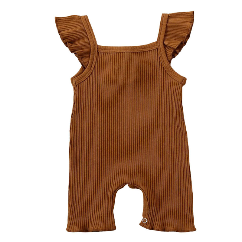 

2020 Cute Newborn Infant Baby Girls Cotton Romper Sleeve Solid One Piece Soft Baby Clothes Playsuit Jumpsuit Outfit, Beige