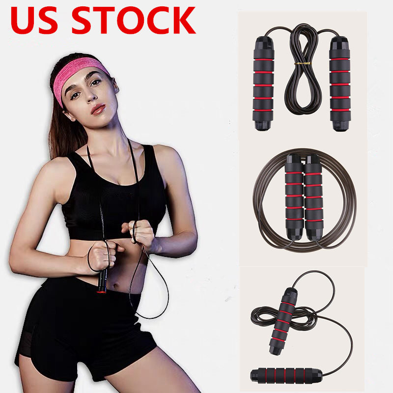 

US STOCK, Aerobic Exercise Equipment Adjustable Boxing Skipping Sport Jump Rope Bearing Skip Rope Cord Speed Fitness Jumping Ropes FY7057
