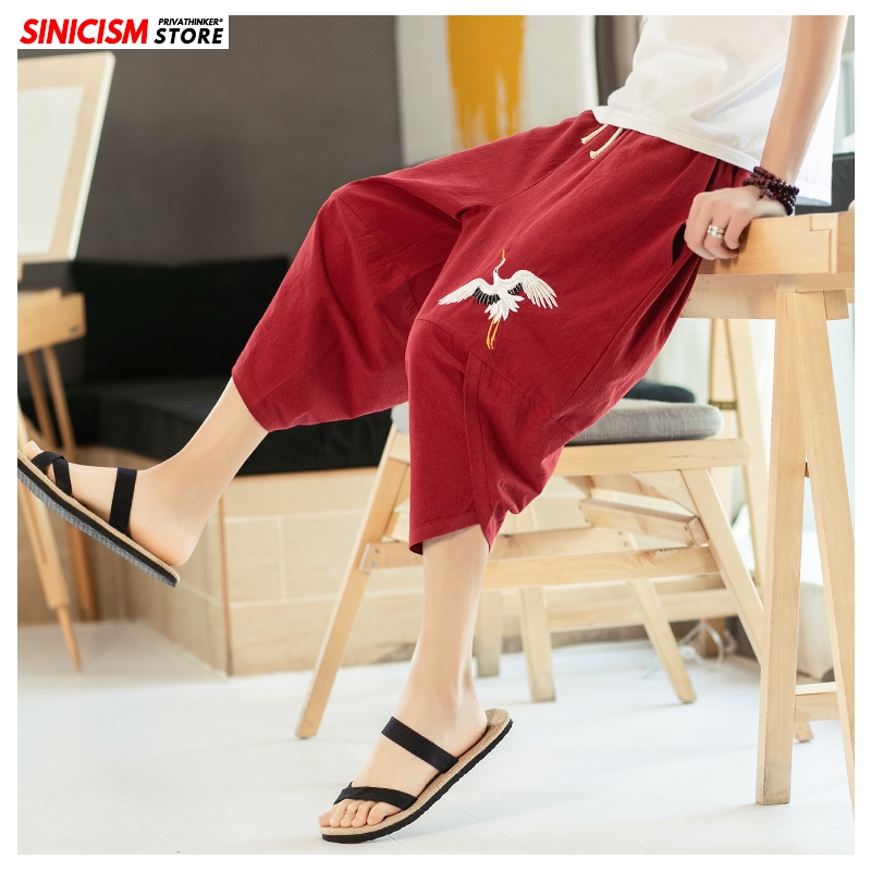 

Sinicism Store Men Embroidery Harem Pants Mens 2020 Plus Size 5XL Casual Trousers Male Chinese Style New Pants Bottoms Summer, Black