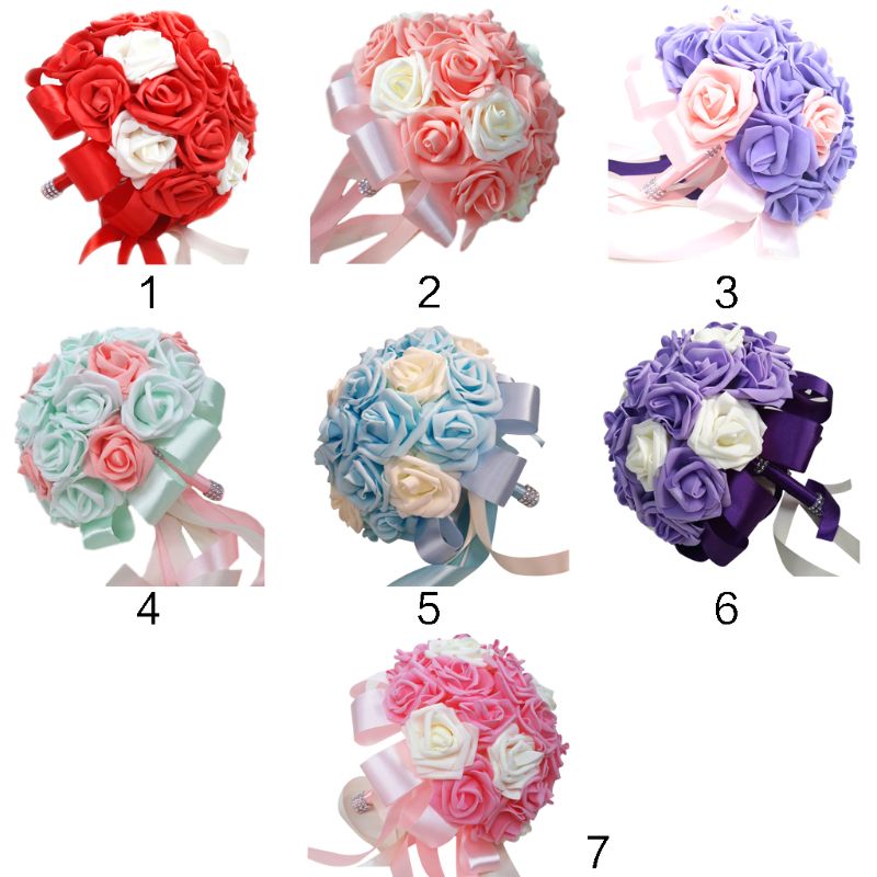 Select Color Flat Satin Ribbon Roses W Leaf Set Of 6