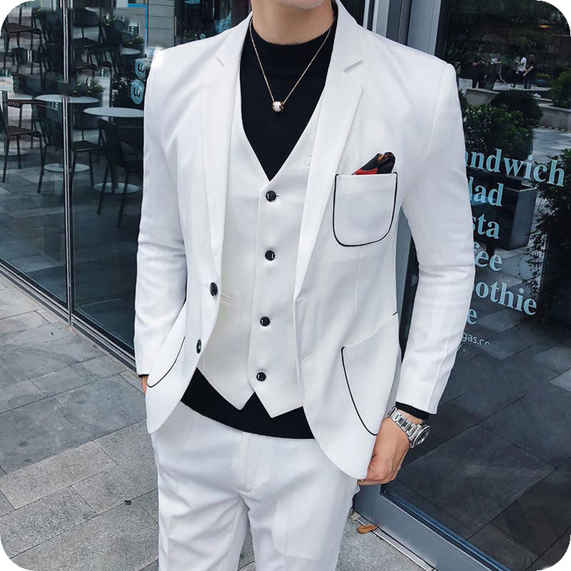 

Latest Coat Pants Designs Men White Suits for Wedding Man Blazer Groom Tuxedo Prom Party 3Piece Slim Terno Masculino Costume Mariage Homme, Same as image