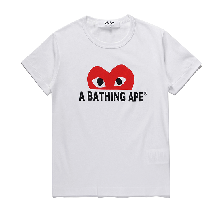 

Hot CDG Play Half Red Heart Letters Printed Men T-shirt 100% Cotton Fashion Couple Tees Top Quality Summer CDG Red Heart T Shirt Men, White;black