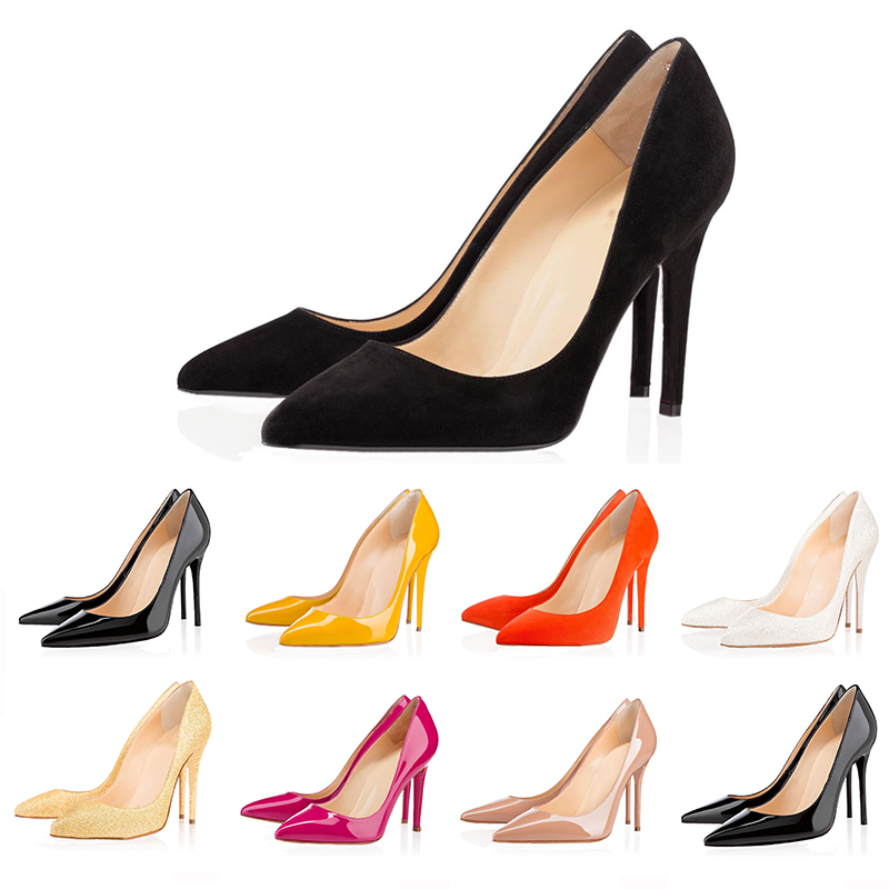 

Hot Sale-ACE Fashion luxury designer women Dress shoes red bottoms high heels 8cm 10cm 12cm Nude black white Leather womens Toes Pumps, Color#3