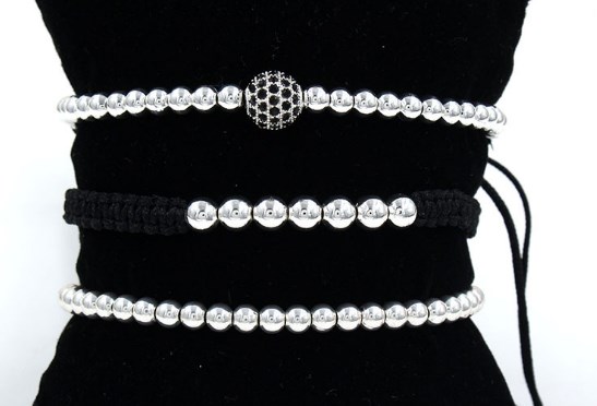 

4mm 3PCS/Lot ut5 gold silver Copper cz zircon cubic zirconia elastic ball bead Punk Macrame Chakra Reiki Charm Bracelet Bangles