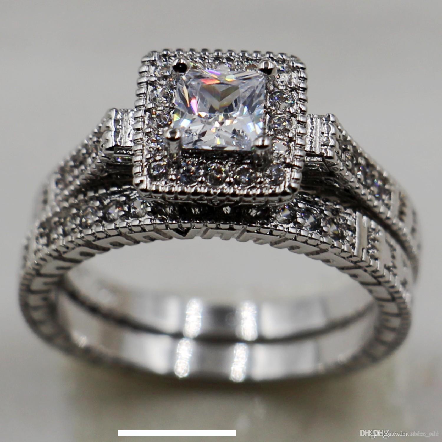 Argent 925 magnifique coupe de Princesse Rose Sapphire femmes bague de mariage Taille 6-10