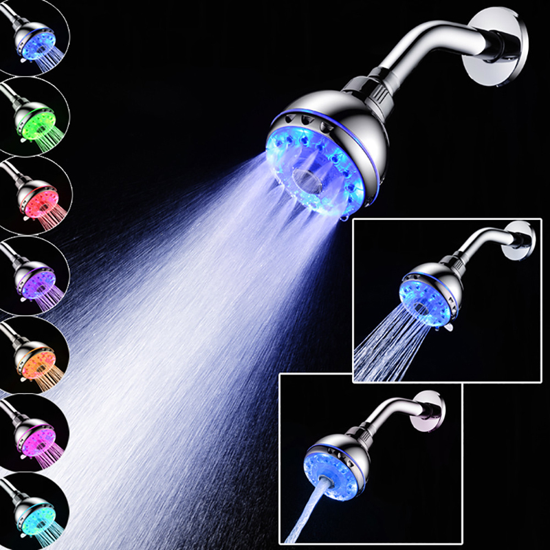 3 Colors Temperature Sensor Bathroom shower head RGB 7 colorful LED lights water bath bathroom filter shower 8010-A21-image-501826442