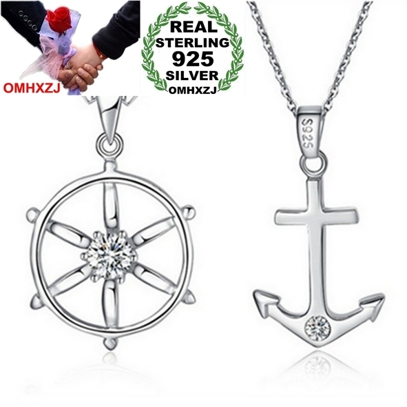 

OMHXZJ Wholesale jewelry Anchor rudder 925 sterling silver woman man men pendant Charms PE31 ( NO Chain Necklace )