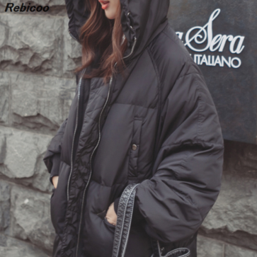 

2019 Casual Black Plus Size Korean Fashion Female Outwear Thick Warm Parka Oversize Winter Coat Women Retro With Hood
