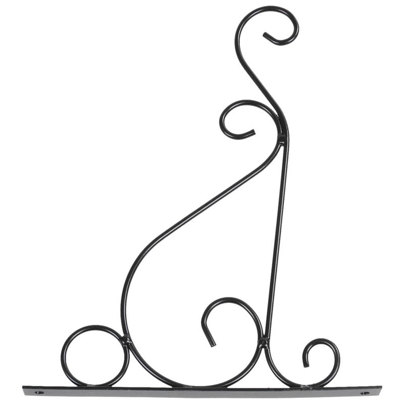 

Iron Garden Wall Light Hanging Flower Plant Pot Bracket Hook Shelf Stand Holder, Black