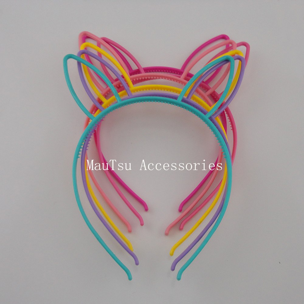 10PCS 6mm Assorted Colors Rabbit Ears Shape plastic hair headbands with small teeth,Princess hairbands,kids hair accessories-image-436179586