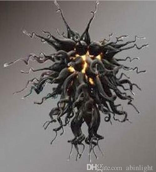 

Hand Blown Glass Chandelier Light Modern Art Glass Lighting Turkish Style Blown Glass Black Pendant Lamps for Hotel Decor