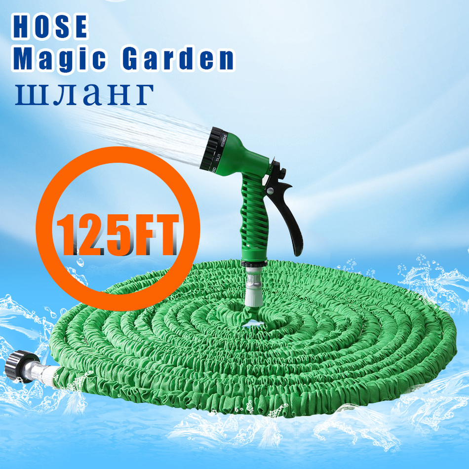 

ON SALE 25-125FT Garden Hose Expandable Magic Flexible Water Hose EU Plastic Hoses Pipe With Spray Gun To Watering, Green