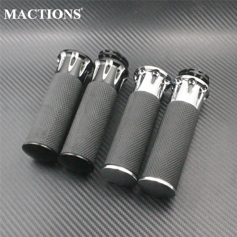 

Motorcycle 25mm Handlebar Grips CNC 1'' Hand Grips Aluminum Black/Chrome For Touirng Dyna Sportster Softail XL XR FLHR