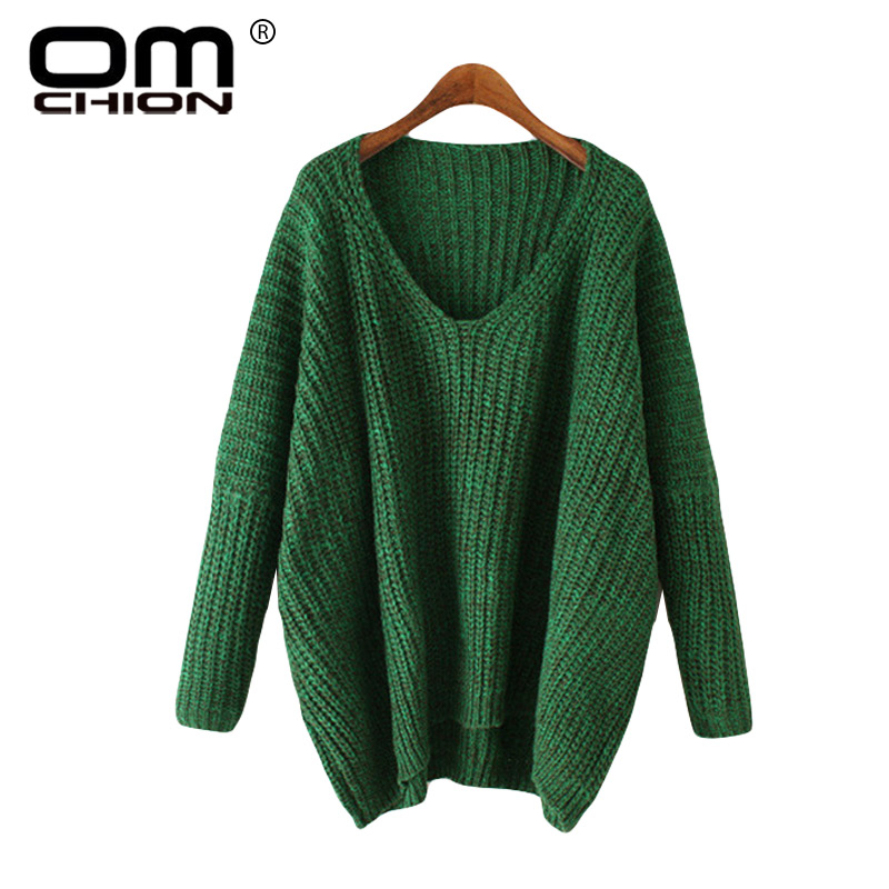 

OMCHION Pull Femme 2018 New Big V Neck Women Sweaters And Pullovers Sexy Batwing Sleeve Oversized Sweater Autumn Jumper LMY71, Lmy71 light grey
