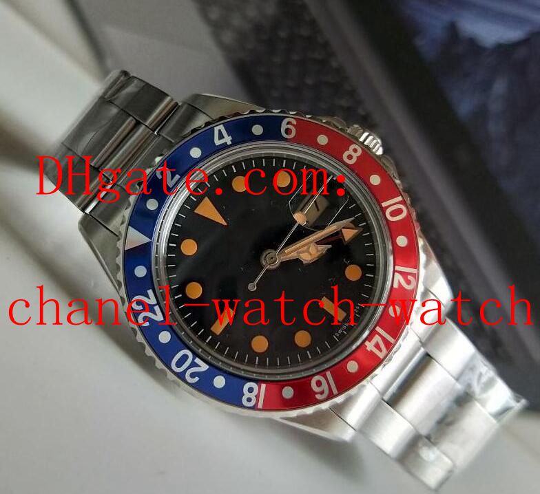 

Topselling Stainless steel Black Dial 40mm Men's Wrist Watches 2813 Movemen Mechanical Automatic Vintage GMT 1675 Pepsi Mens Watches
