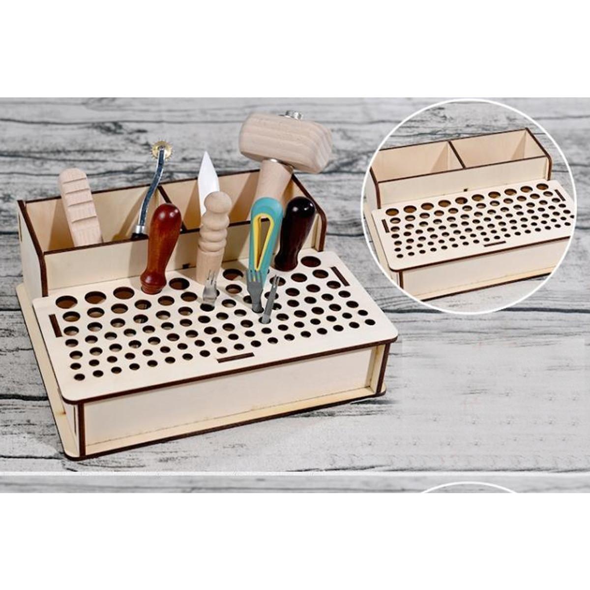 DIY Wooden Pigment Bottle Drawer Storage Organizer Holes Color Paint