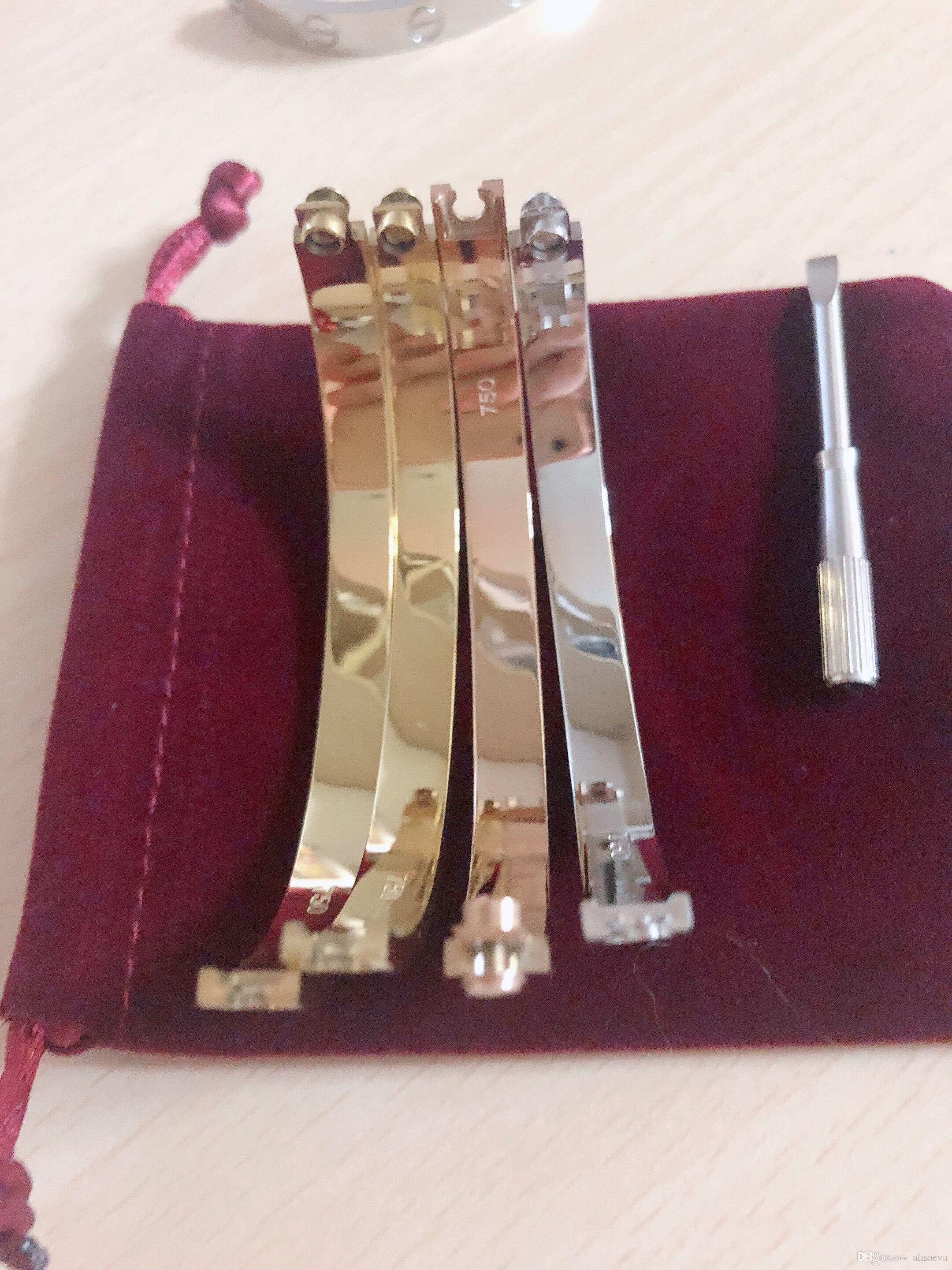 

Titanium Steel Love Bracelets silver rose gold bracelet Bangles Women Men Screw Screwdriver Bracelet Couple Jewelry with logo dust bag