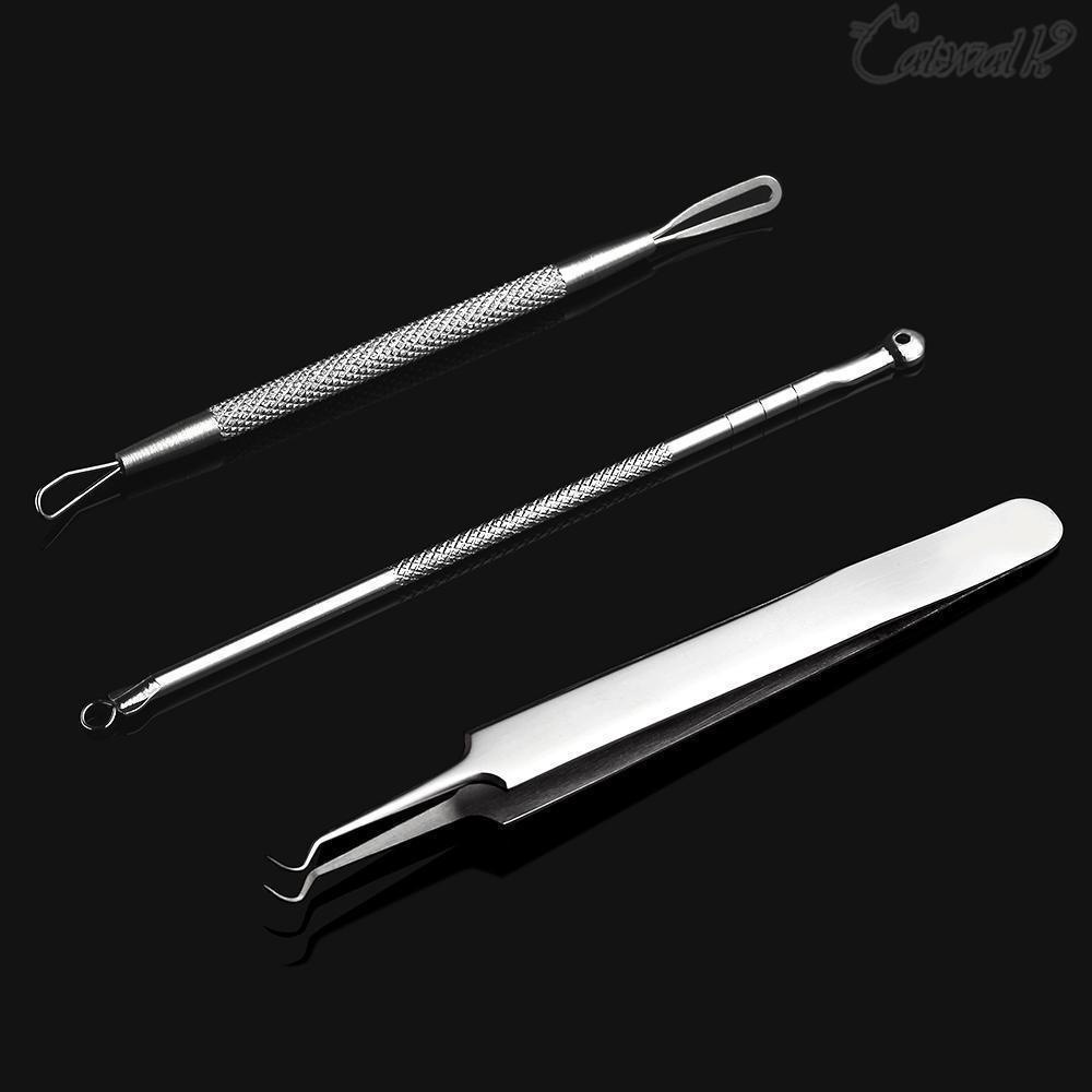 8pcs Facial Blackhead Remover Tool Kit Double-End Comedone Acne Needle Clip Pimple Tweezer Blemish Extractor Set Face Skin Care