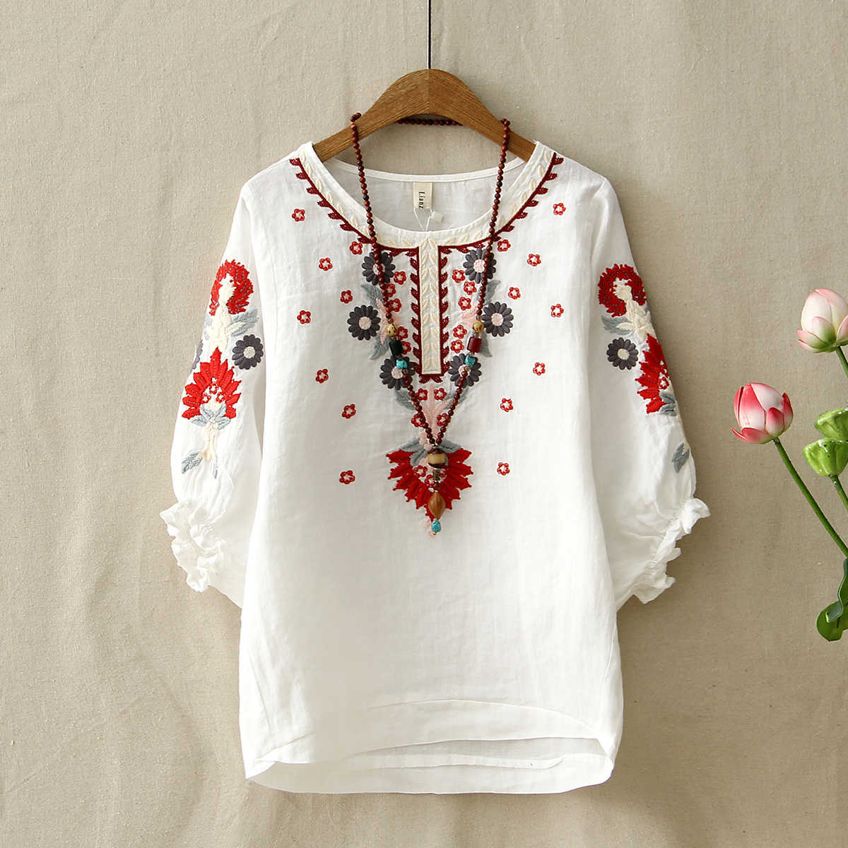 camisa bordada blanca