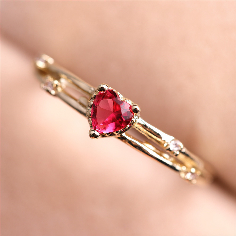 

Plating Rose Gold Amethyst Ring Luxurious Love Cai Bao Crystal Diamond Ring Ring
