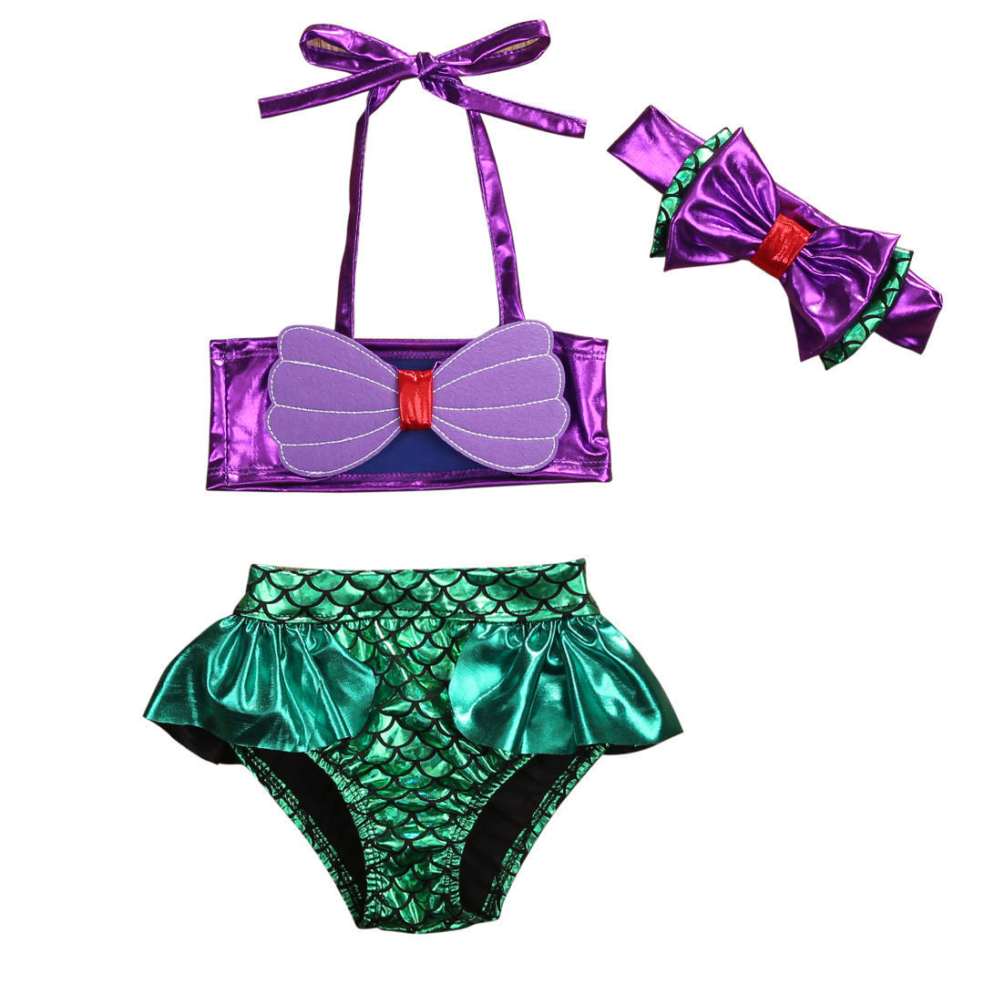 Baby Girls Little Mermaid Set Costume Bikini Swimwear Swimsuit Outfits Dress