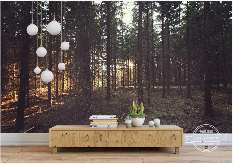 

WDBH 3d wallpaper custom photo Beautiful sunny forest woods HD panoramic forest mural background wall home decor wallpaper for walls, Non-woven wallpaper