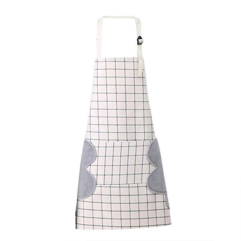 

Erasable Hand Waterproof Apron Kitchen Oil and Dirt Antifouling Plaid Apron Large Front Pockets Hogard