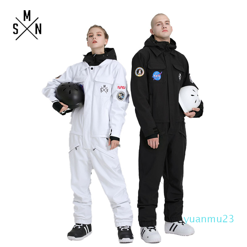 fashion-SMN Ski Suit One Piece Men Women Couple Jumpsuit Snowboard Jacket Unisex Winter Waterproof Breathable Skiing Snowboarding Wear