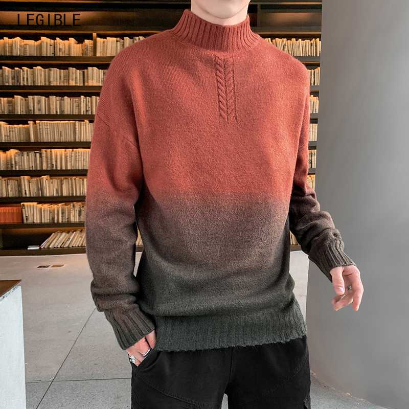 

Legible Winter High Neck Thick Warm Sweater Men Turtleneck Brand Mens Sweaters Slim Fit Pullover Men Knitwear Male Clothes, Black
