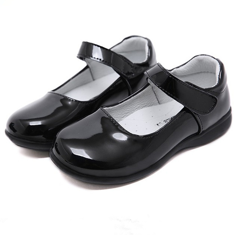 

Children School black Leather Shoes girls princess Shoes Student Black Dress Performance 4 5 6 7 8 9 10 11 12 13 14 15 16T, Black glossy