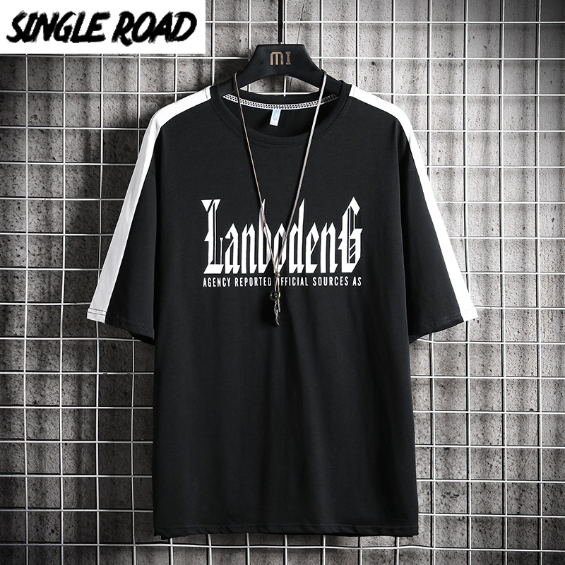 

SingleRoad Man's Black T-shirt Men Side Striped Oversized Cotton Hip Hop Japanese Streetwear Harajuku Tshirt Male T Shirt Men, Grey t-shirt men