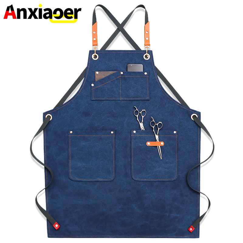 

Nueva moda antiincrustante cocina Denim delantal para mujer y hombre restaurante trabajo delantal Pinafores Tablier Unisex adult