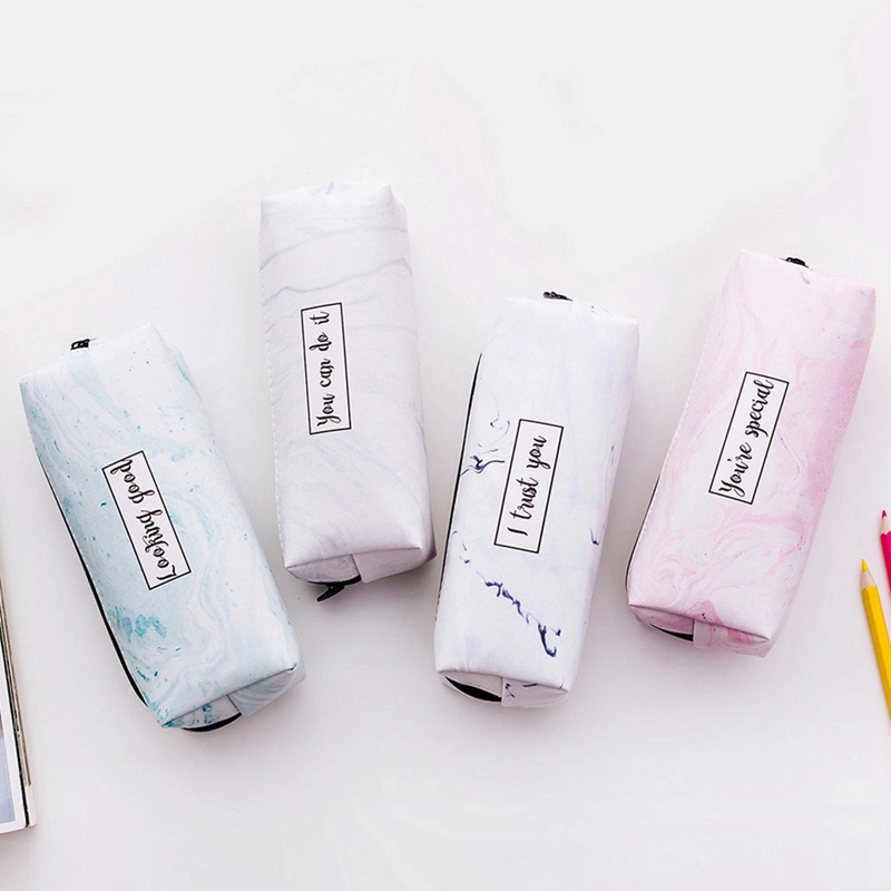 

1PCS Marble Pencil Case Cute School Pencil Cases For Girls Boy Kawaii Leather Big Pen Bag PencilCase Pouch School Stationery