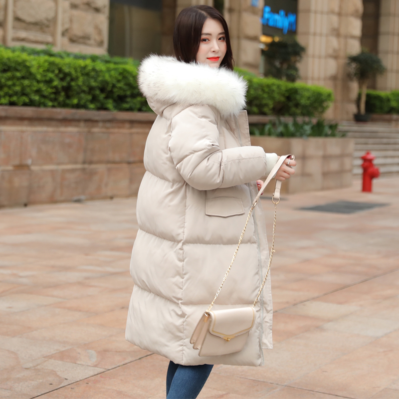 

Wholesale fashion women's long section new explosion models winter cotton clothes over the knee bread coat down jacket coat size S-XXL, Creamy-white