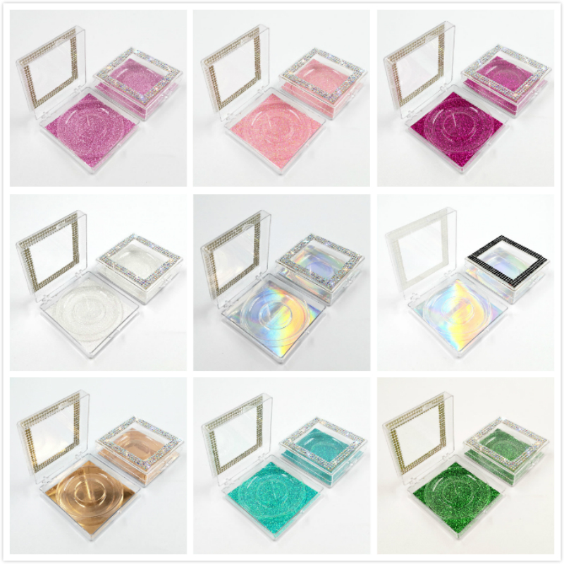 

2020 New Bling Eyelash Packaging Diamond Glitter Square False Eyelashes Packaging Box Empty EyeLash Box Case 25mm Lashes Boxes