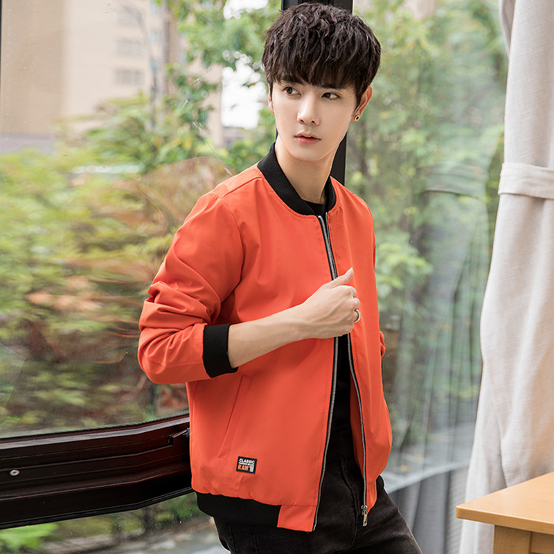 

Spring And Autumn New Style Men Baseball Collar Solid Color Slim Fit Coat Large Size Casual Versatile Jacket Men's, Black and white with pattern