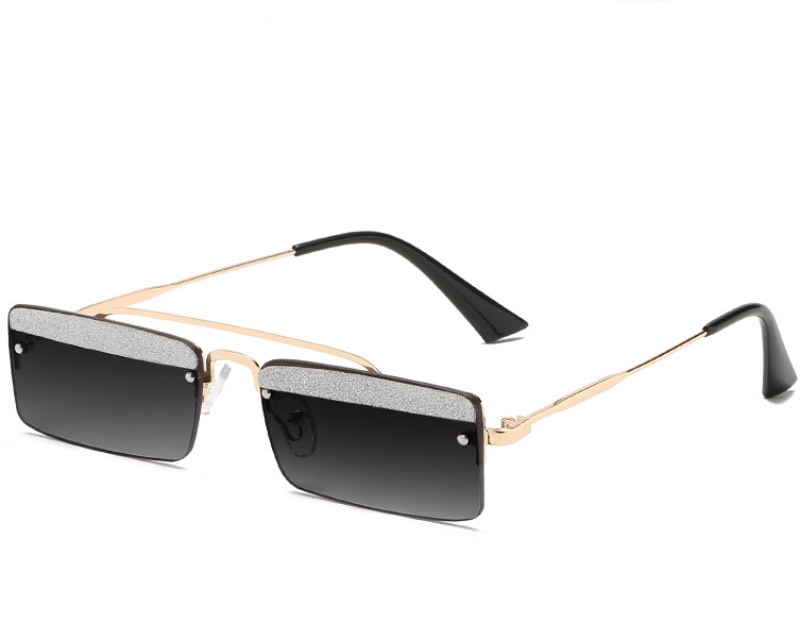 

Rimless Rectangular Metal Sunglasses European American Fashion Mini Sunglasses Ocean Piece Small Frame Eyewear 7colors