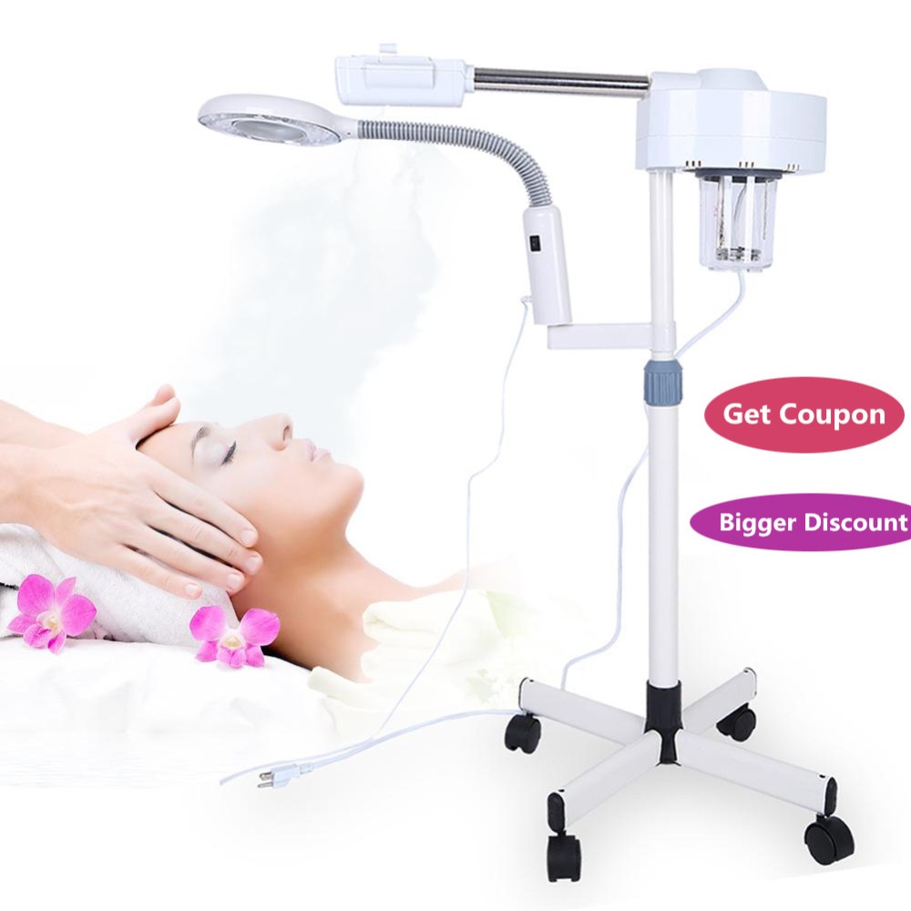 

Professional 2 In Hot Facial Steamer 3X Magnifying Lamp Machine Spa Salon Beauty Skin Care Equipment