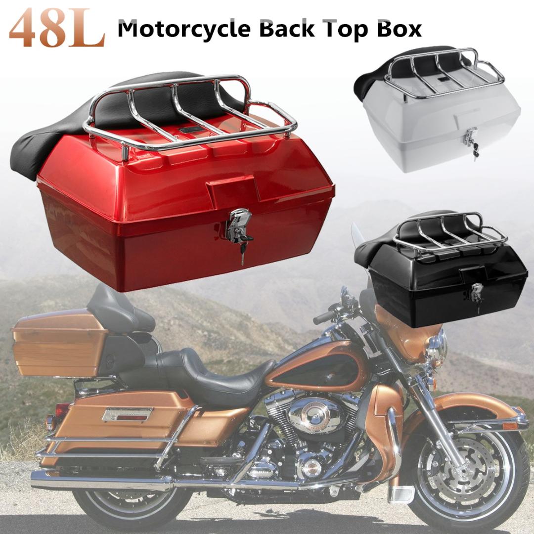 

48L Universal Motorcycle Rear Storage Box Tail Luggage Trunk Case Toolbox Scooter Motorbike