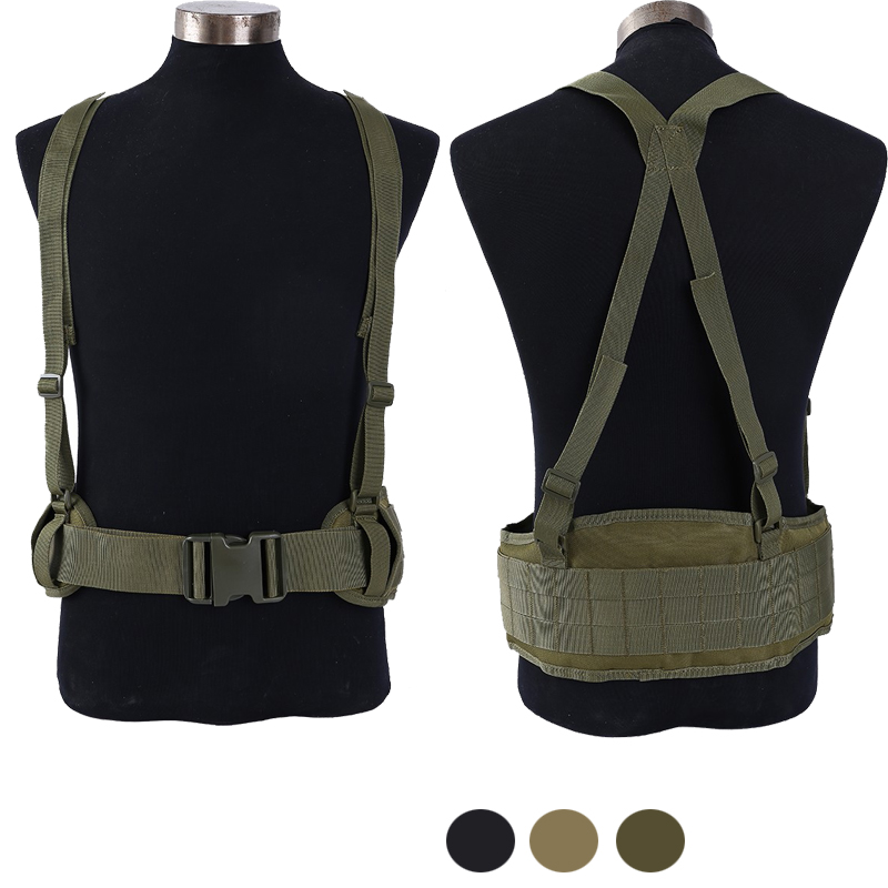 

Hunting Combat Shooting Suspender Adjustable Waist Support Army Accessories Tool Tactical Gear Waist Molle Belt, Green