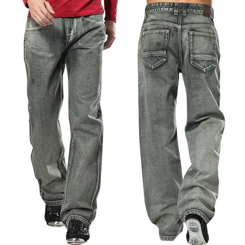 Jeans Men 2020 Men's Brand Jeans High Quality Gray Mens Retro Baggy Hip Hop Loose Skateboard Denim Pants Size 28-48