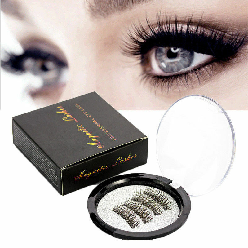 

Natural Magnetic Eyelashes 4 Magnets 3D Soft False Reusable Full Eye Lashes Extension With Box Handmade Individual Eyelashes