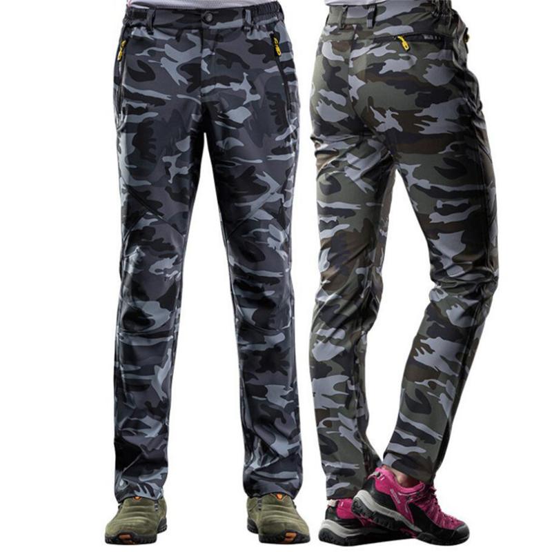 

CKAHSBI Hiking Pants Winter Warm Waterproof Trousers Men Mountain Climbing Pants Skiing Travel Male Camouflage -5XL, Camouflage gray