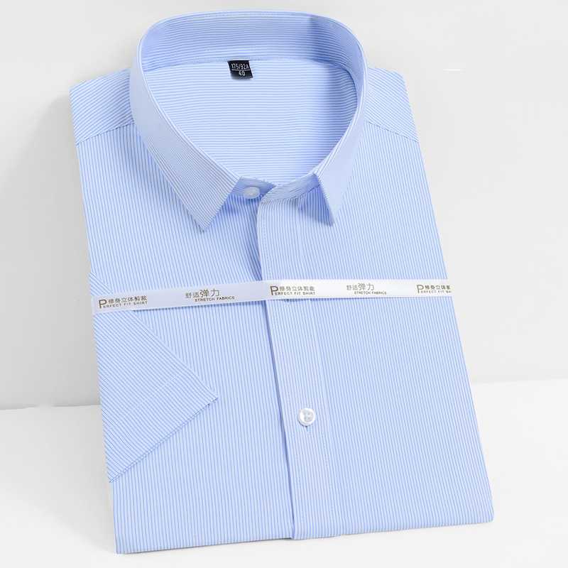 

Cool and comfortable men' bamboo fiber wear-resistant breathable stripes and plaid casual short-sleeved shirt, Dq870-21