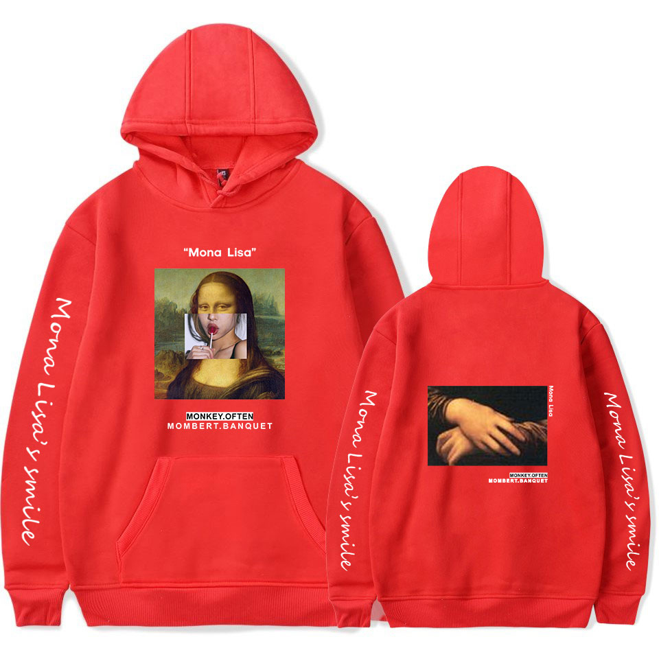 red off white mona lisa moletom com capuz