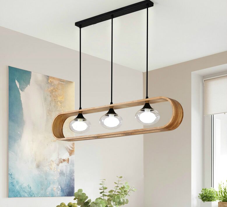 

Modern Simple LED pendant lights Wood living room Long suspension luminaire Glass Ball bar restaurant bedroom hanging lamp MYY