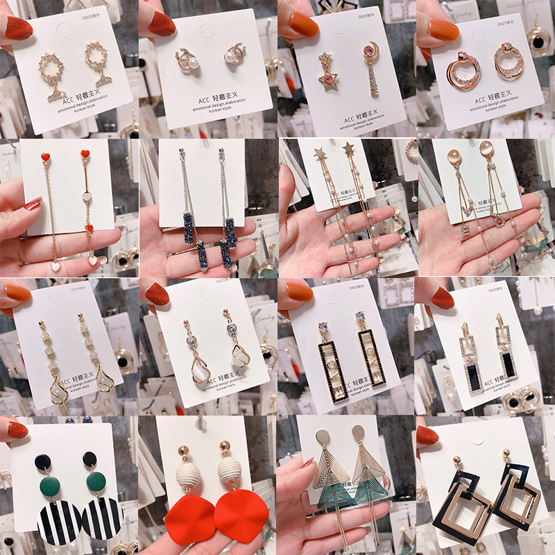 

925 silver needle long pearl earring fashion temperament simple anti - allergic earrings wholesale