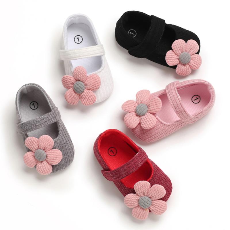 

Newborn Baby Girls Princess Shoes Cotton Cloth Cute Flower Ballet Flat Mary Jane Shoes Sneaker Crib Shoe, Black