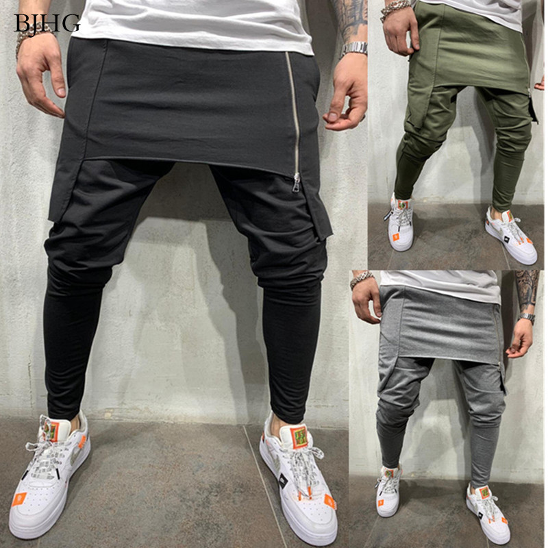 

BJHG sexy high wasit spring summer fashion pocket Men's Slim Fit Plaid Straight Leg Trousers Casual Pencil Jogger Casual Pants, Black