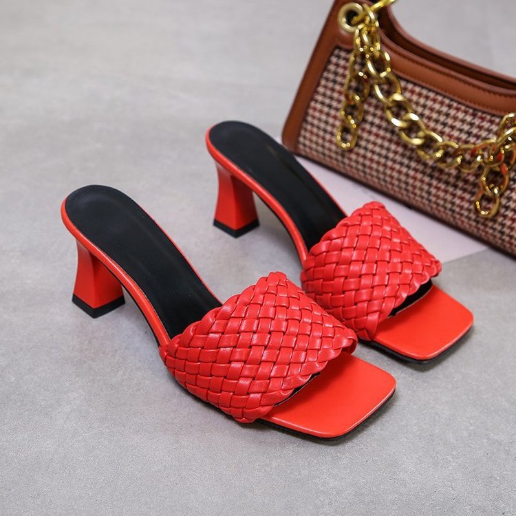 

2020 Slides Women 8cm High Heels Mules Fetish Summer Sandals Low Heels Slippers Prom Platform Stripper Red Fashion Shoes, Black